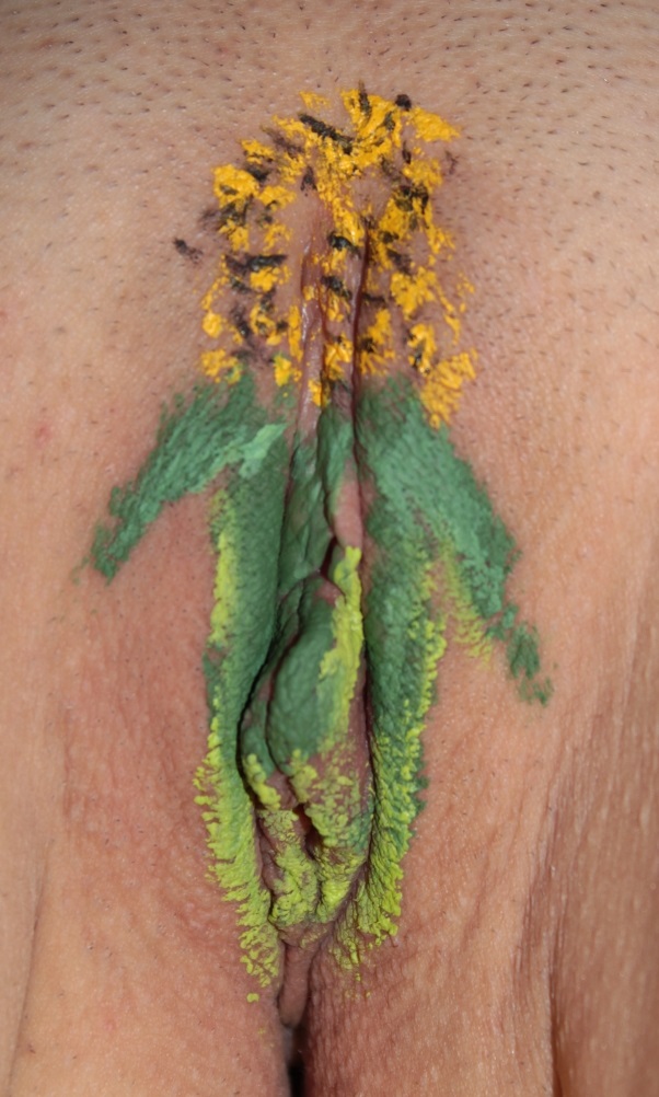 photo of ear of corn painted on labia