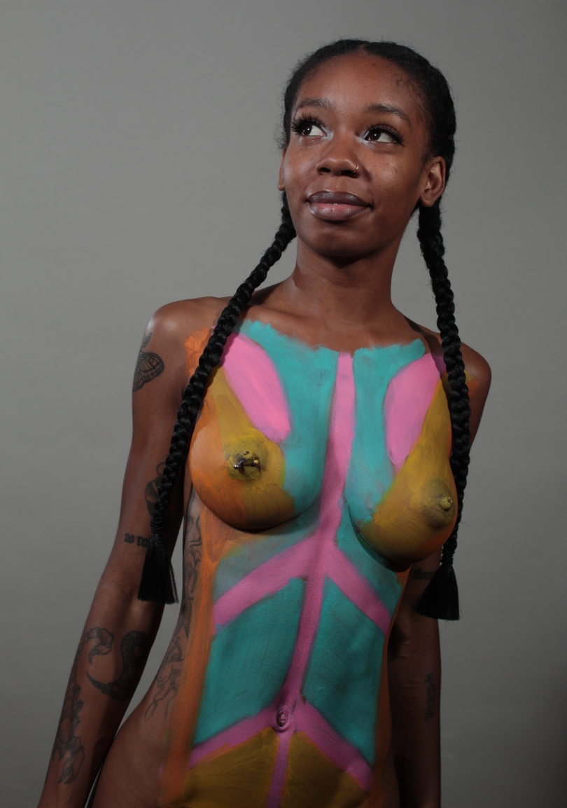 Color shapes on female torso