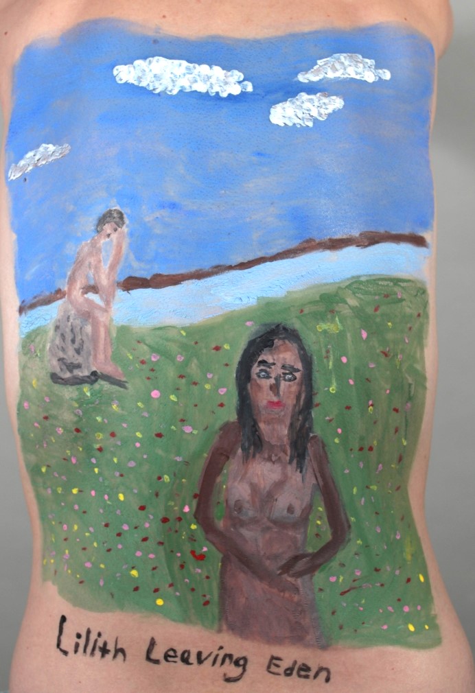 painting of Lilith leaving Adam and the Garden of Eden